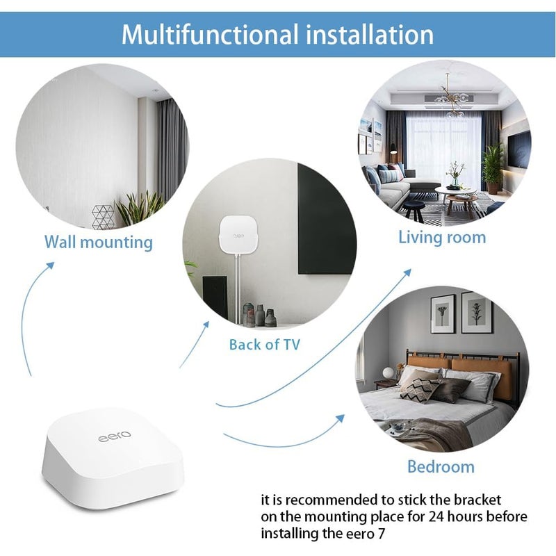 Huafly 1Pcs Screwless Wall Mount Bracket for eero 7 WiFi, VHB Stick On Holder, Strong Adhesive Holder, No Tools No Drilling No Hole-White (eero 7 Mount,1Pcs) - Image 4